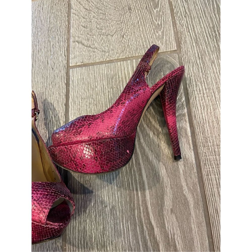 Stuart Weitzman Pink Snakeskin Platform Heels Siz… - image 6